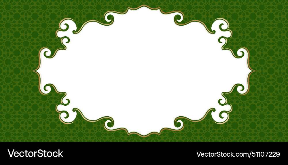 Vintage swirl frame on a green patterns background Vector Image