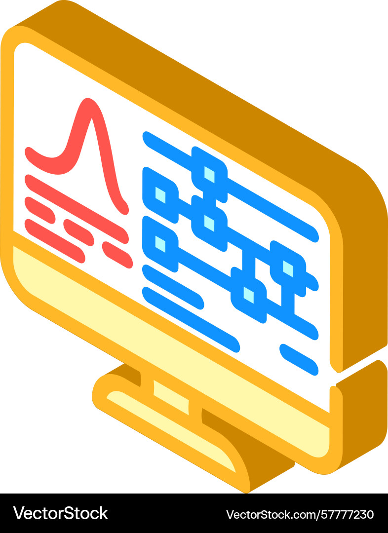 Algorithm Bildschirm Quantencomputer isometrisches Icon vektorbild