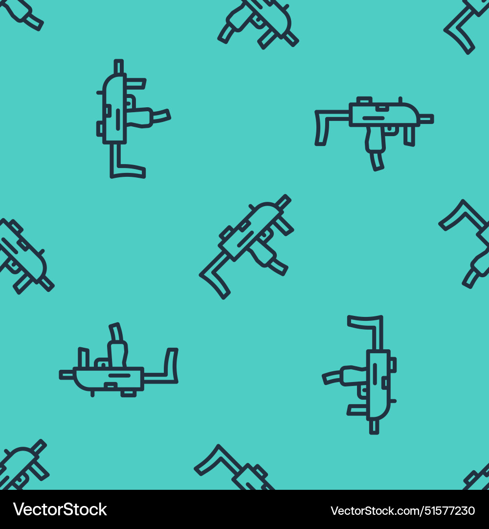 Black line mp9 submachine gun icon isolated Vector Image