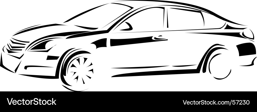 Car Sketch - Black Outline vector image