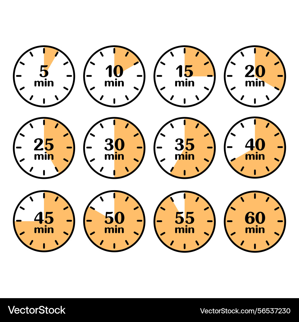 Countdown timer with minutes set of stopwatch Countdown timer with minutes set of stopwatch vector image