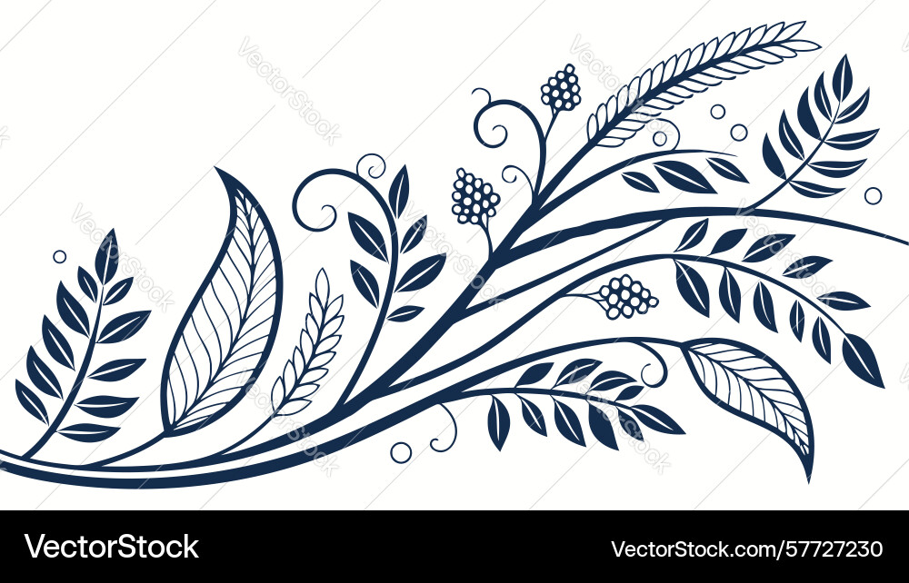 Decorative leafy branch design element Vector Image