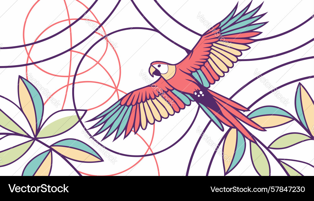 Flying parrot with geometric pattern dynamic Vector Image