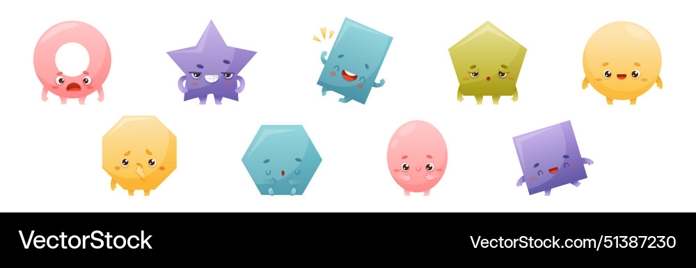 Geometric shape character with different face Geometric shape character with different face Vector Image
