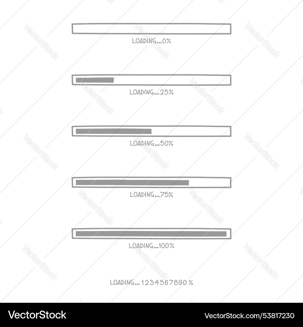 Loading process progress counter bar computer vector image