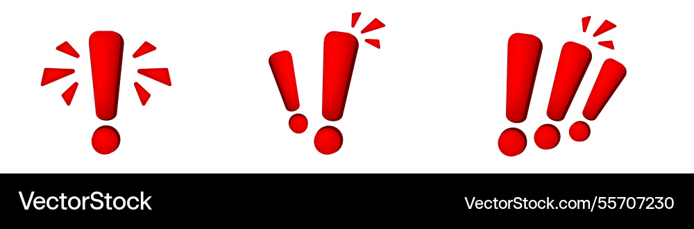 Red exclamation marks in different styles vector image