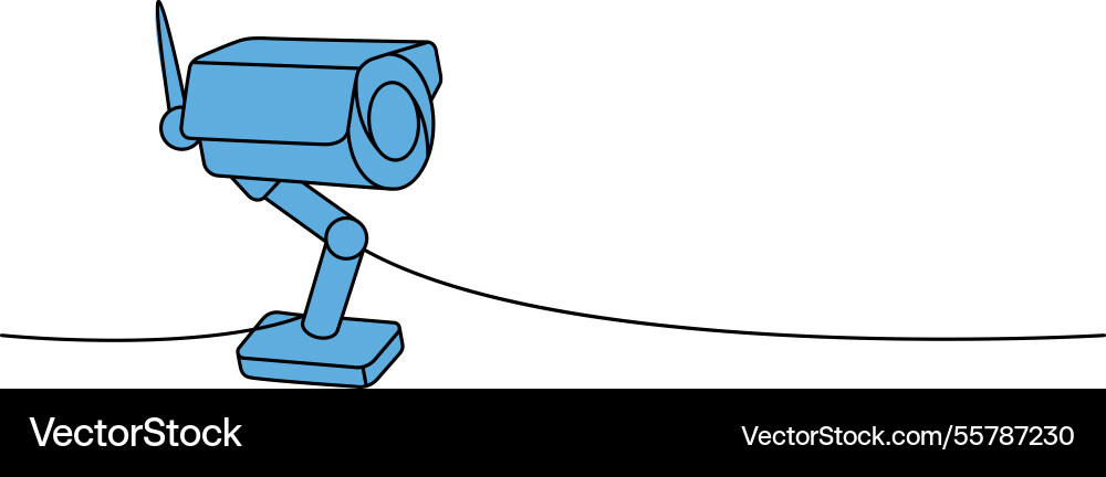 Security video camera one line colored continuous Security video camera one line colored continuous vector image
