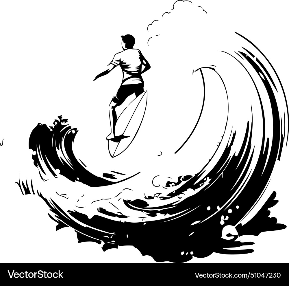 Surfer on the wave in form of a circle vector image