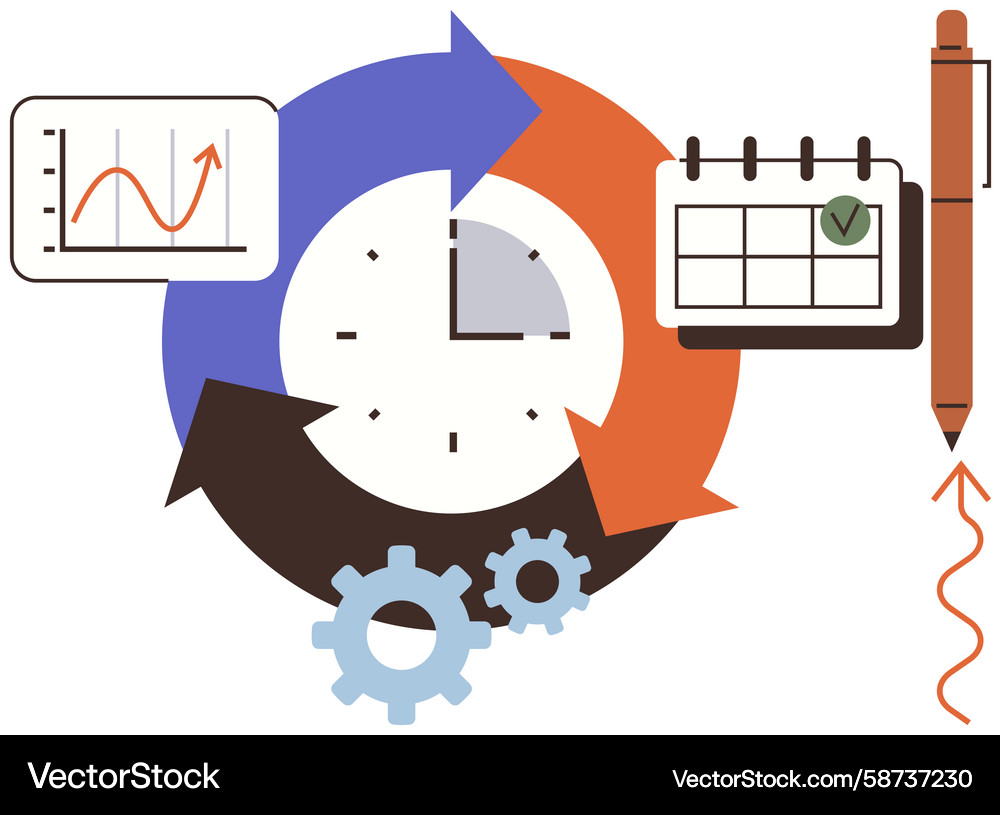 Time Management Workflow Concept Vector Image