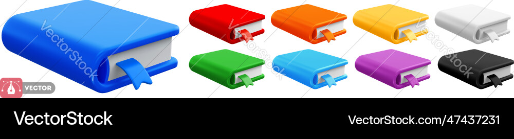 3D realistisches Buch Icon Set 3D realistisches Buch Icon Set vektorbild