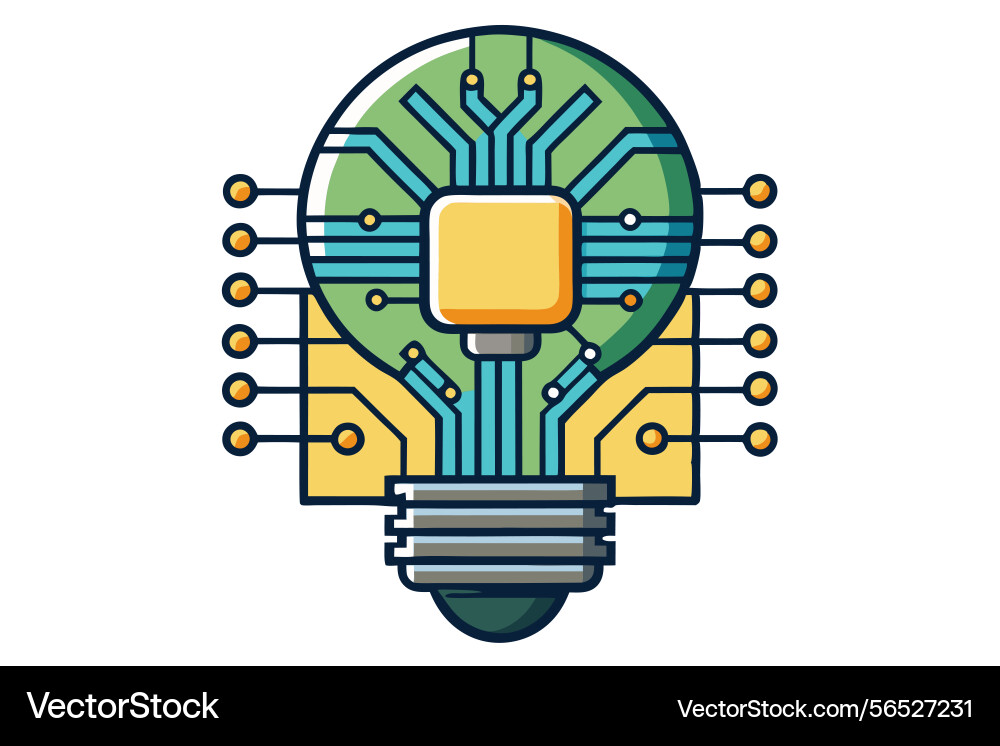A lightbulb with circuit board inside A lightbulb with circuit board inside vector image