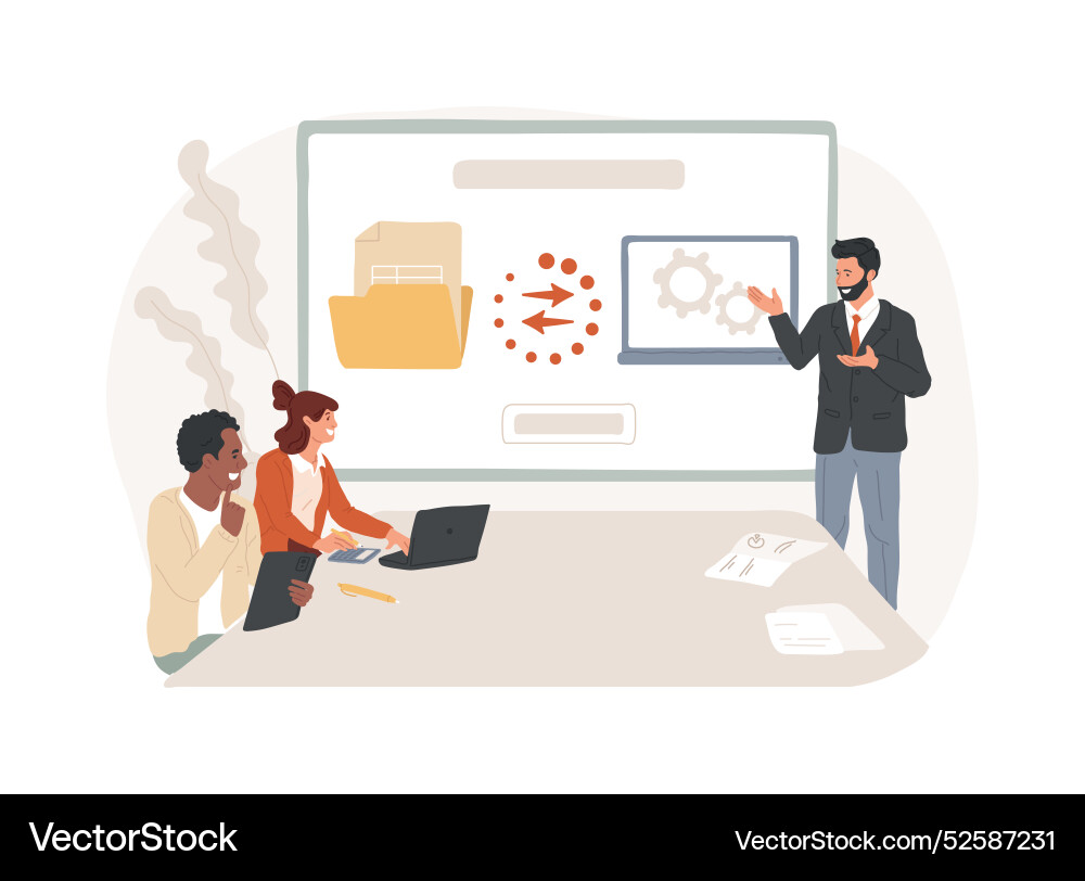 Automated data transfer isolated cartoon Automated data transfer isolated cartoon vector image