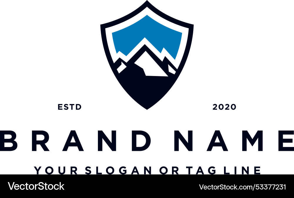 Creative mountain shield logo design concept Vector Image