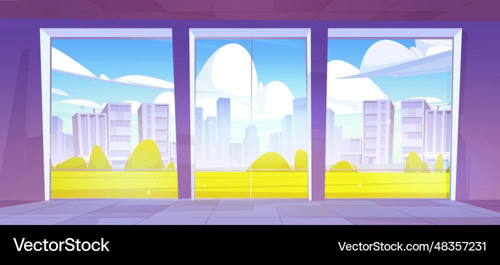 Empty room interior with large windows Royalty Free Vector