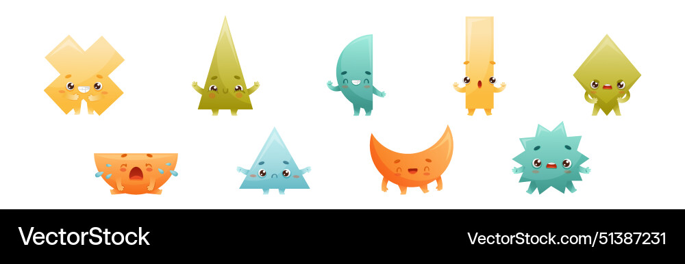 Geometric shape character with different face Vector Image