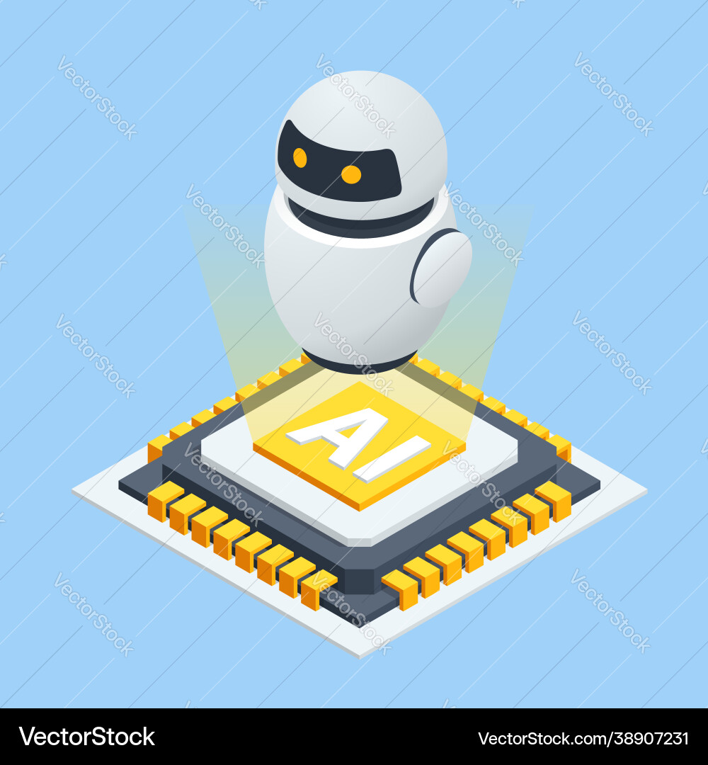 Isometric modern robot isolated on background Isometric modern robot isolated on background vector image