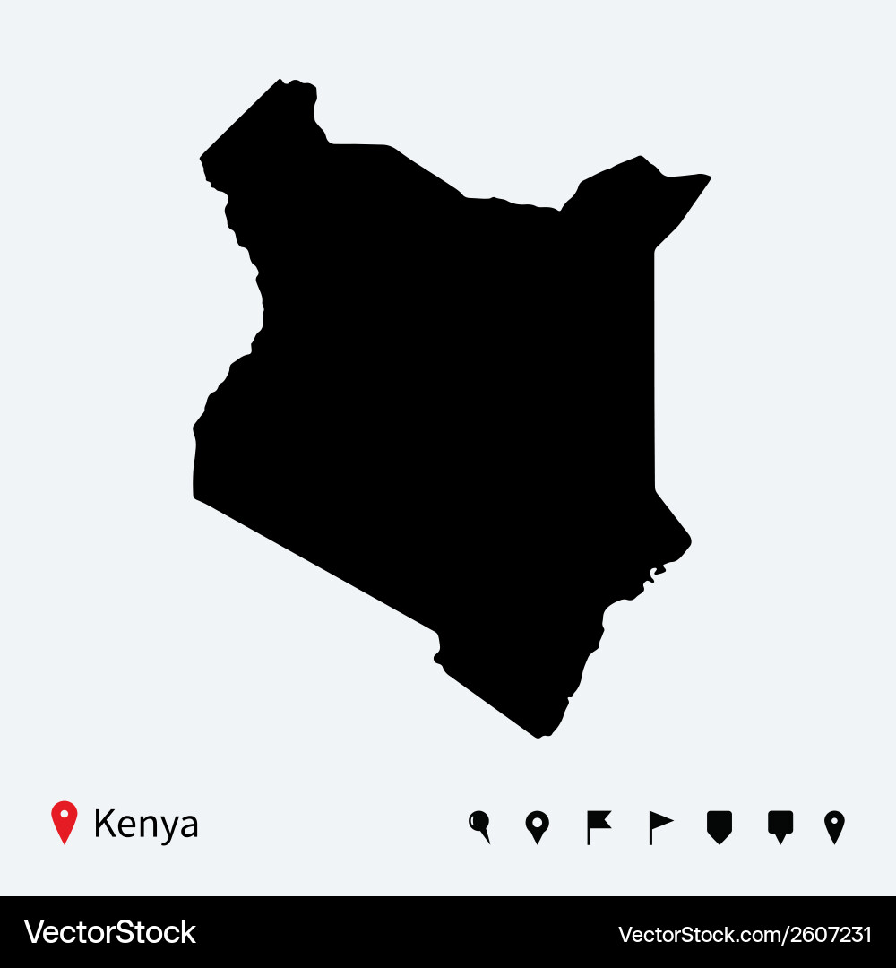 Kenya Map with Navigation Pins vector image
