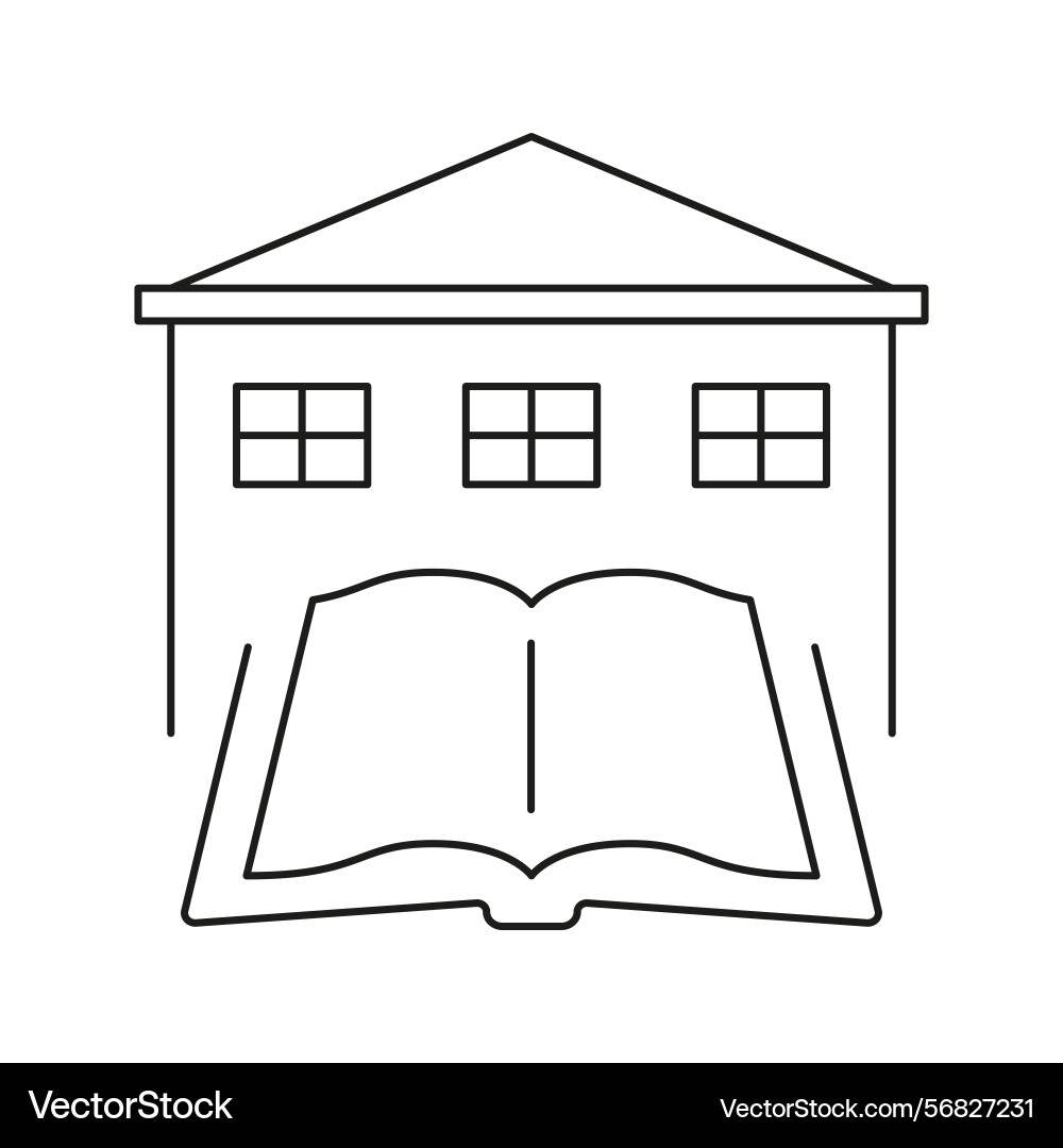 Library with open book line icon knowledge Library with open book line icon knowledge Vector Image