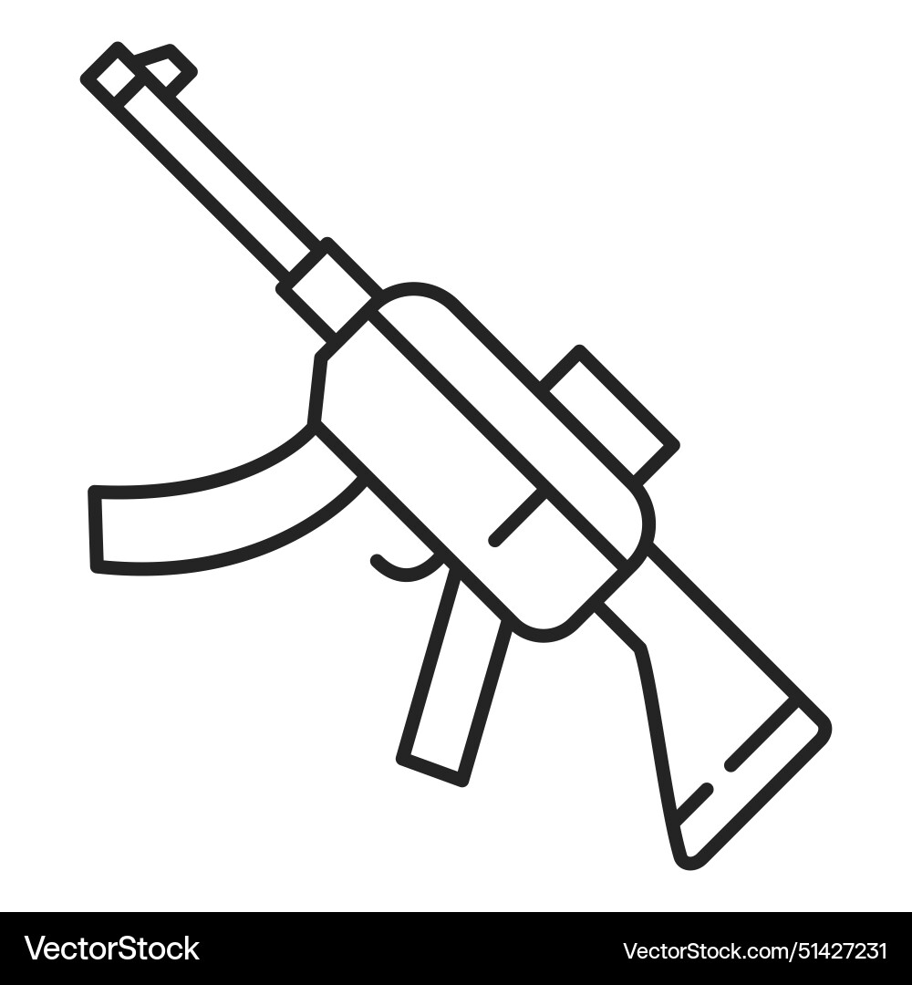 Machine gun line icon isolated Vector Image