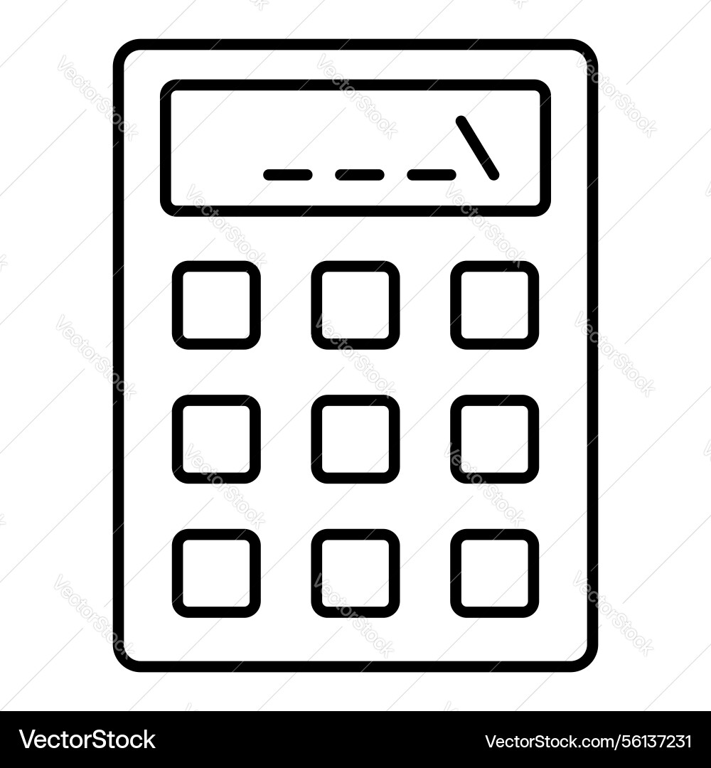 Office calculator thin line icon counting numbers vector image