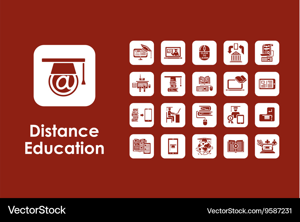Set of distance learning simple icons Vector Image