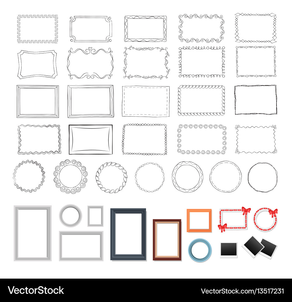 Set of round rectangular black and colour frames Set of round rectangular black and colour frames vector image
