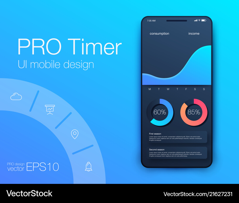 Weather App UI Kit - Material Design vector image