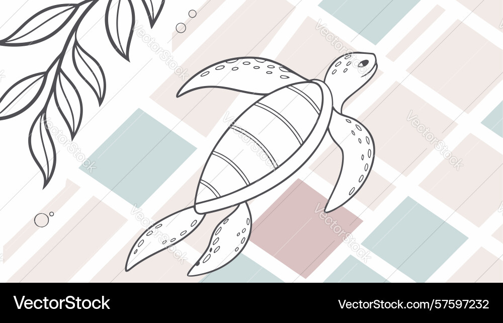 Abstract geometric pattern background with turtle vector image
