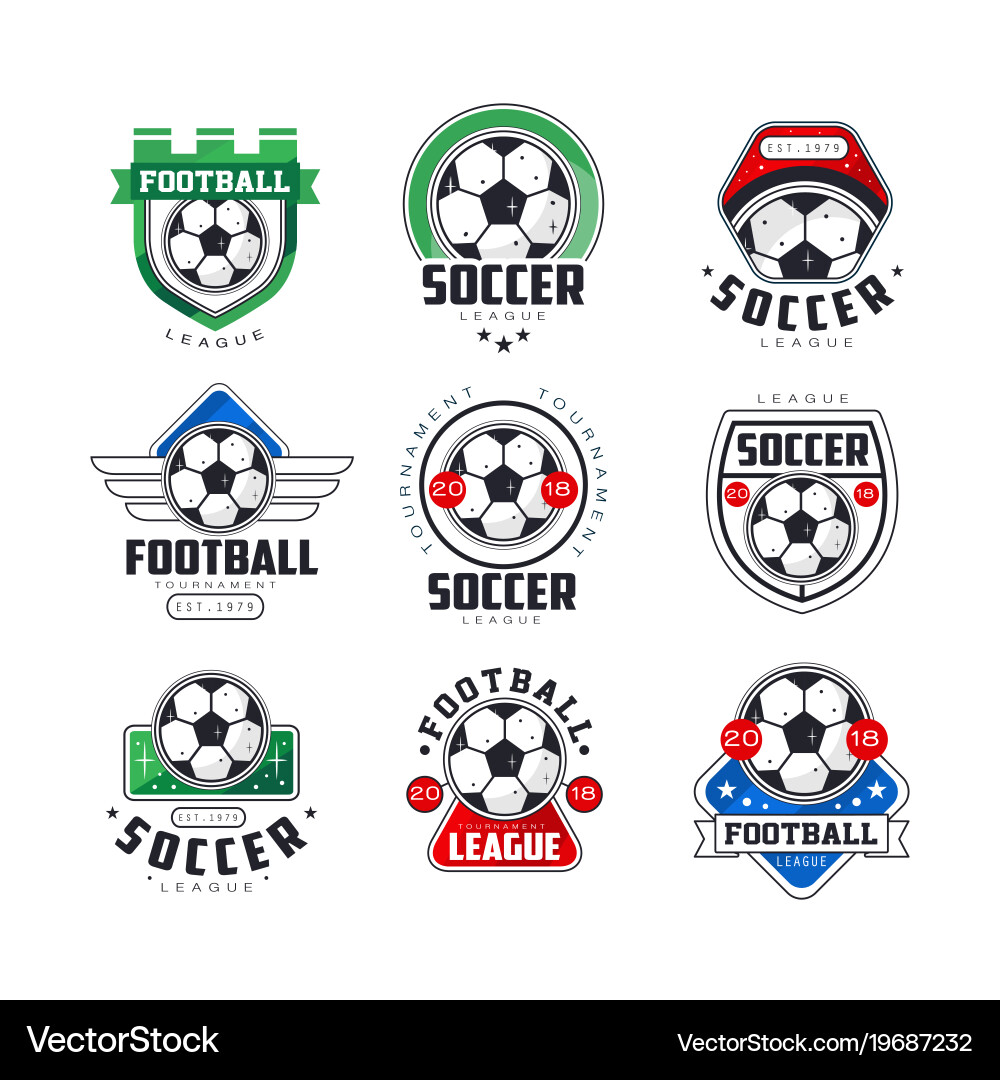 Football League & Tournament Logo Set Vector Image