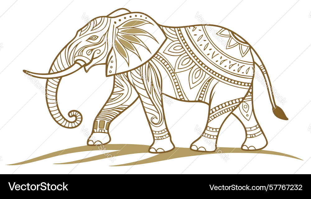 Intricate elephant design with folk art patterns Vector Image