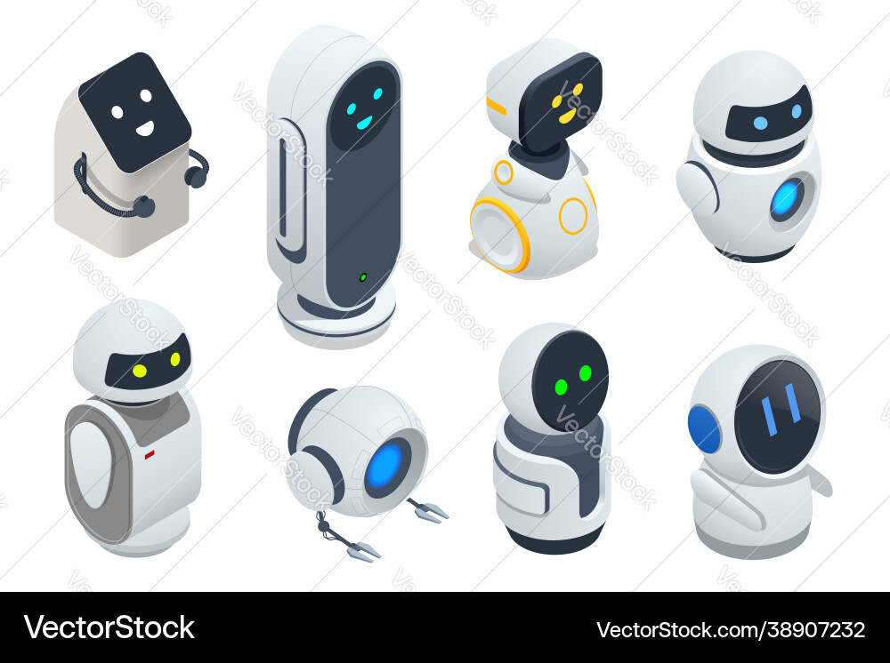 Isometric Robots Set - Modern Tech vector image