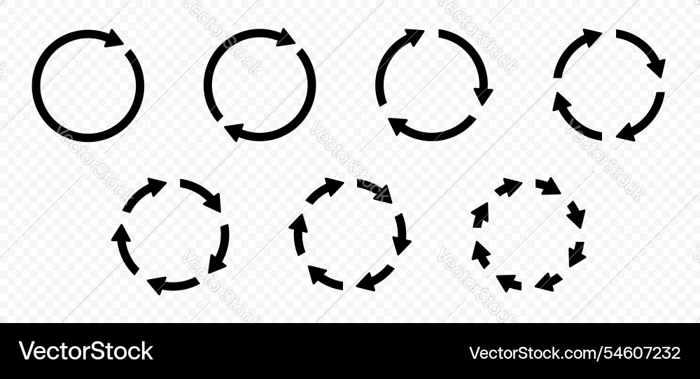 Set of arrows rotating in a circle Set of arrows rotating in a circle vector image