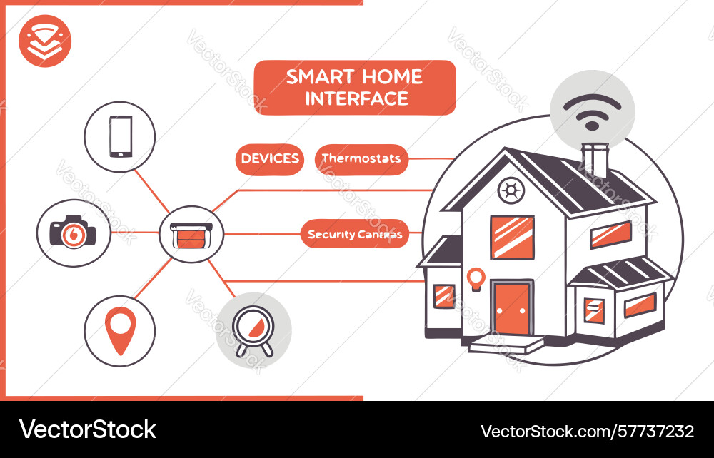 Smart home interface dashboard iot control design vector image