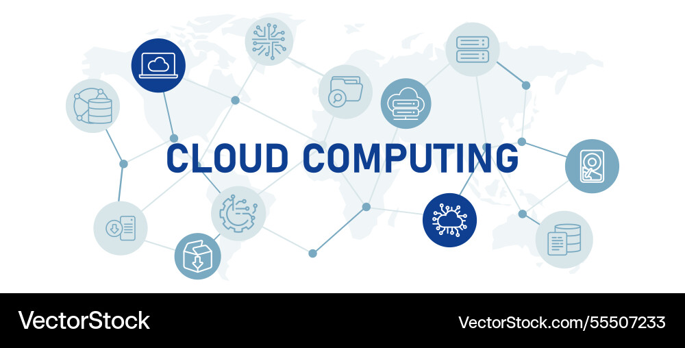 Cloud computing icon set with data Cloud computing icon set with data Vector Image