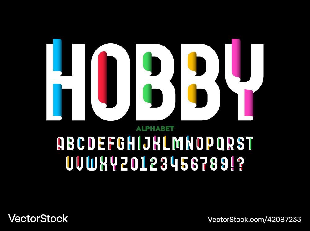 Cutted letters style font Cutted letters style font Vector Image