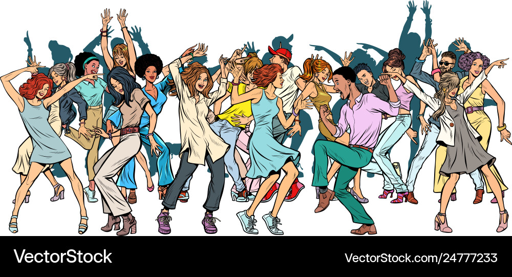 Group dancing youth isolate on a white Group dancing youth isolate on a white vector image