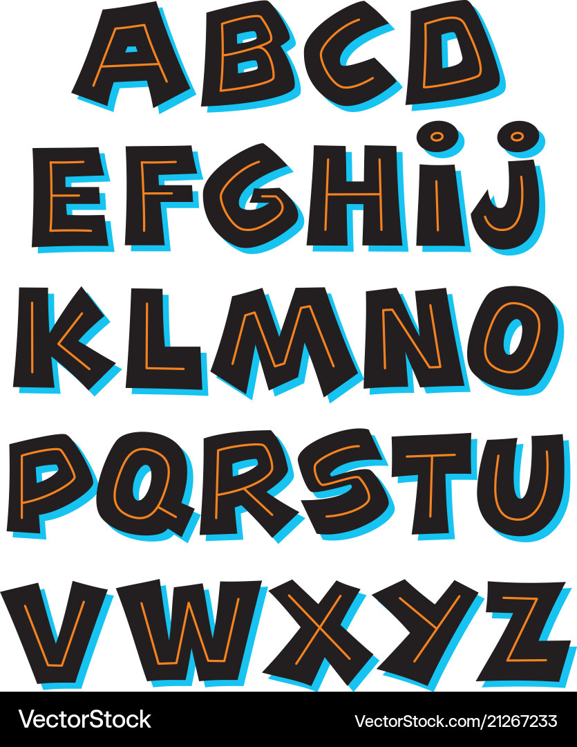 Retro Alphabet Font - Bold & Colorful Vector Image