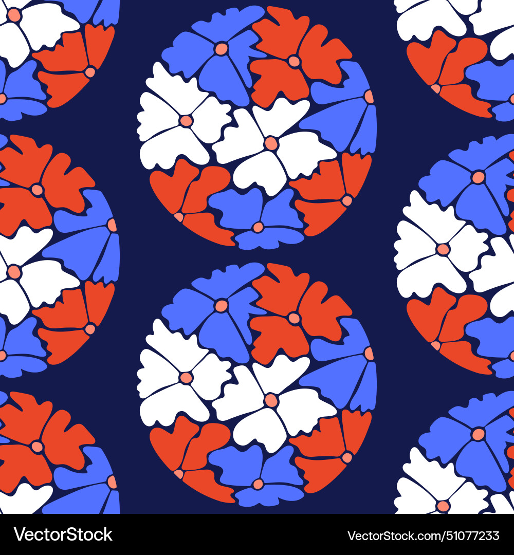 Seamless pattern with round floral composition Vector Image