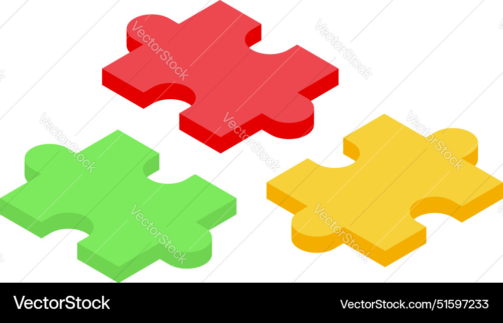 Three puzzle pieces floating representing teamwork Three puzzle pieces floating representing teamwork Vector Image