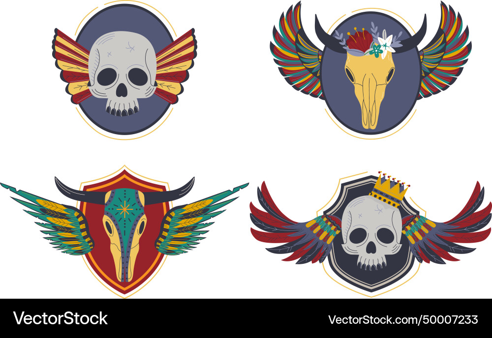 Wing vintage skull banner art symbol emblem Wing vintage skull banner art symbol emblem vector image