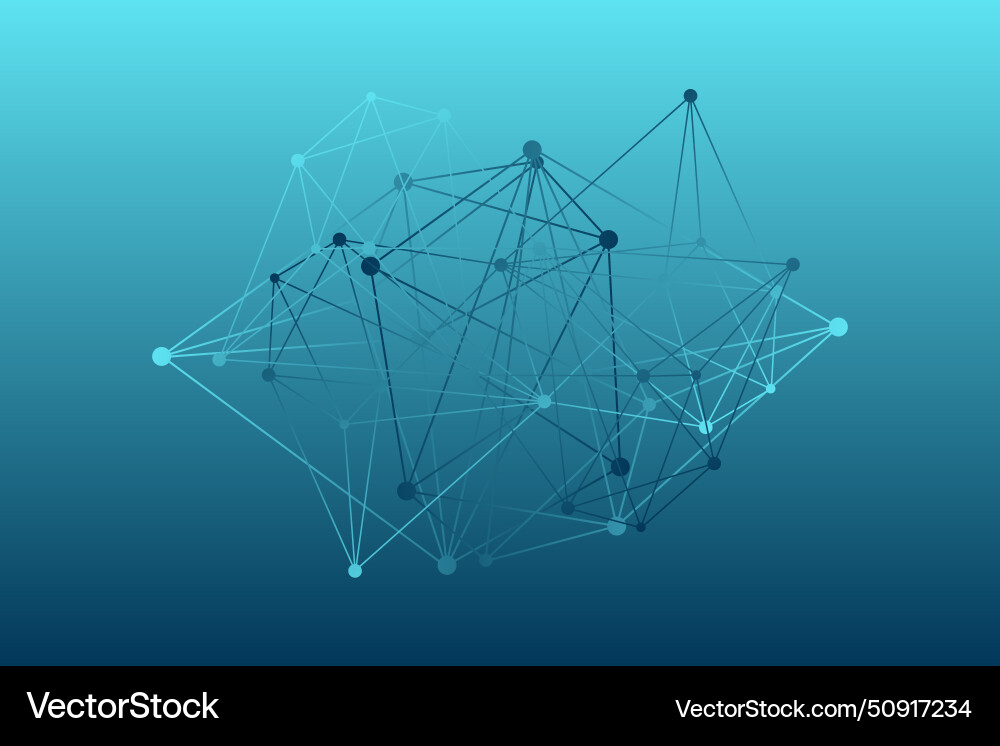 Abstract low poly blue gradient network pattern vector image