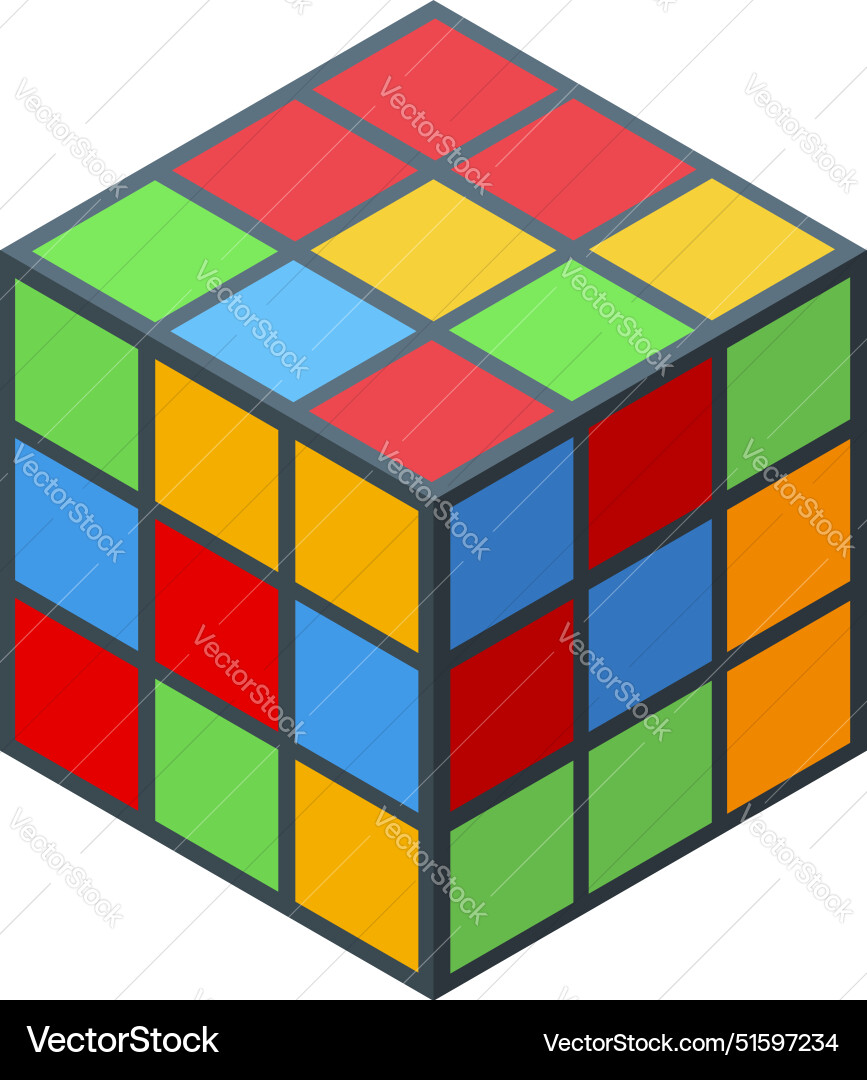 Colorful 3d puzzle cube with mixed color squares Vector Image