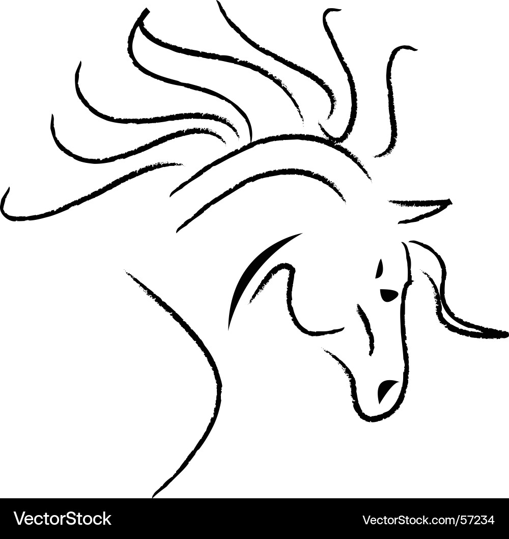 Elegant Horse Swirl Sketch vector image