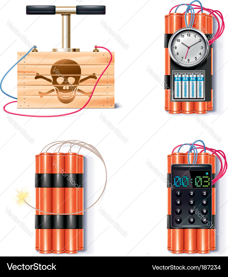 Explosive Icon Set - Detonators & Triggers vector image