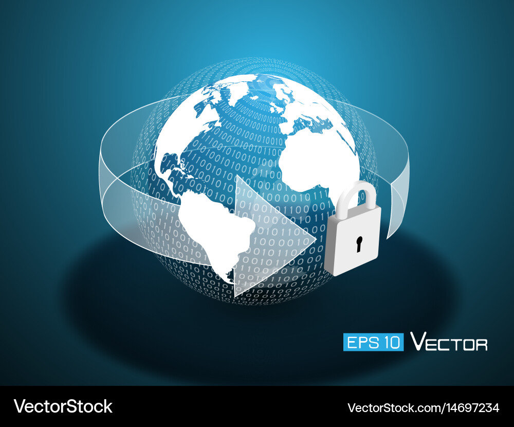 Global Security Data with Binary Code vector image