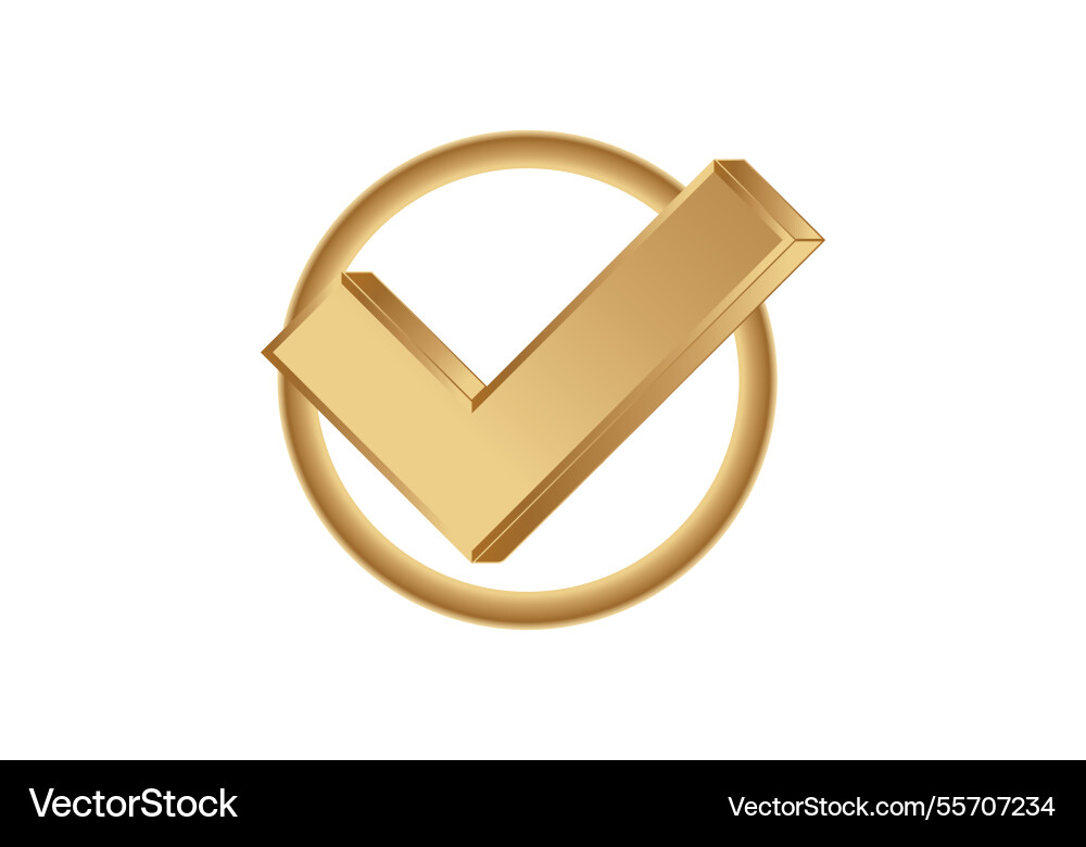 Golden checkbox symbol with circle accent Vector Image