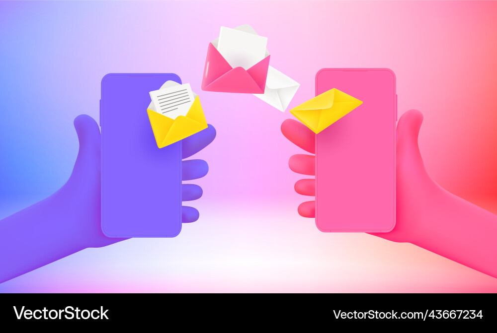 Mailing via mobile application concept 3d Vector Image