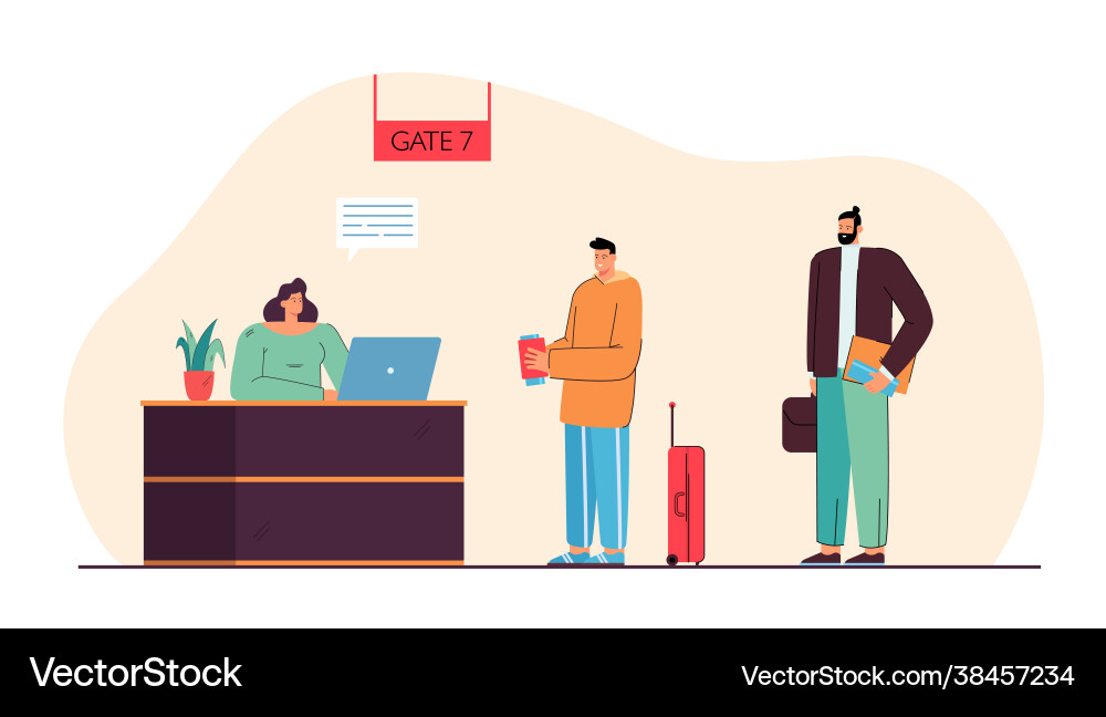 Man checking in for flight Man checking in for flight vector image