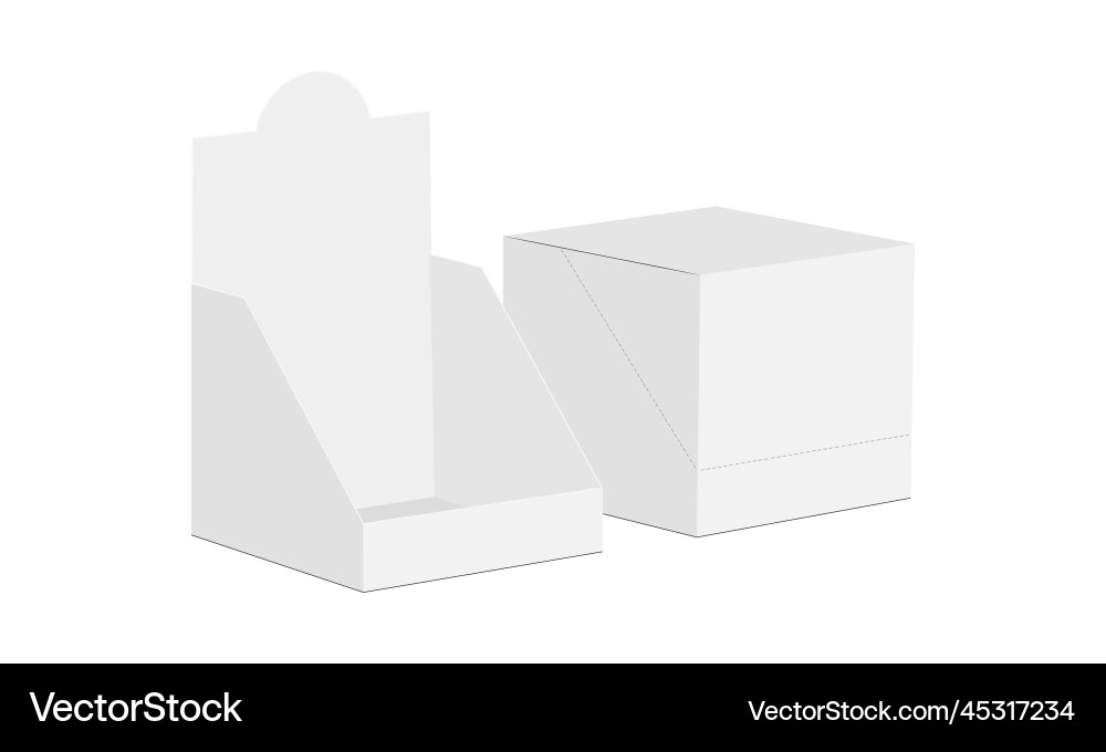 Square Display Box Mockups - Open & Closed vector image