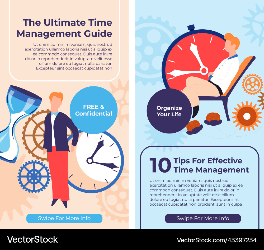 Ultimate time management guide tips on website Ultimate time management guide tips on website vector image